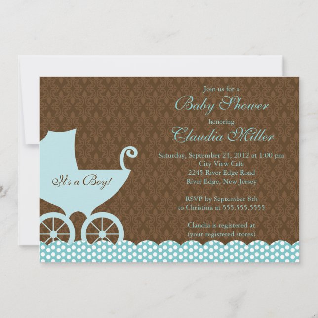 Invitation élégante de baby shower de garçon de (Devant)