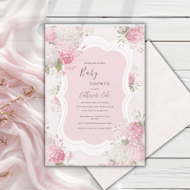 Invitation élégante de baby shower pour bébé fille (Créateur téléchargé)