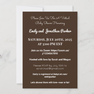 Invitation Élégante de Baby shower virtuel