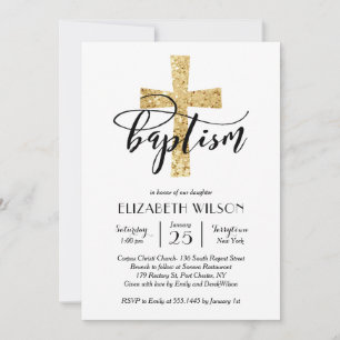 Invitation élégante de baptême de croix de parties