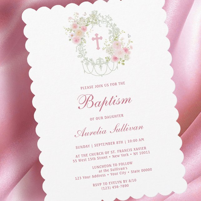 Invitation élégante de baptême de la Sainte Croix  (Créateur téléchargé)