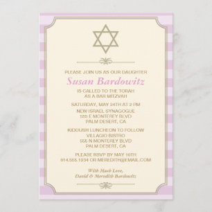 Invitation élégante de bat mitzvah