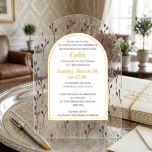 Invitation élégante de Bat Mitzvah à motif floral