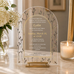 Invitation élégante de Bat Mitzvah à motif floral