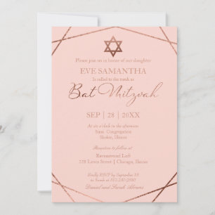 Invitation élégante de Bat Mitzvah à motif géométr