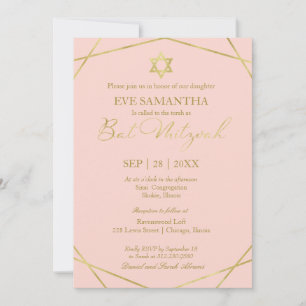 Invitation élégante de Bat Mitzvah à motif géométr
