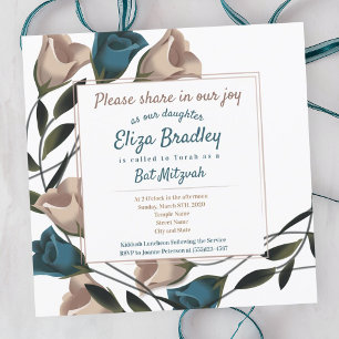 Invitation élégante de Bat Mitzvah aux roses sarce