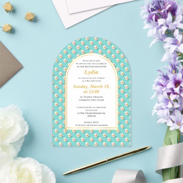 Invitation élégante de Bat Mitzvah perle (Insitu (Mariage))