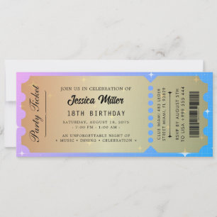 Invitation élégante de billet en or