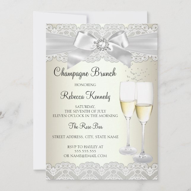 Invitation élégante de brunch au Champagne avec de (Devant)