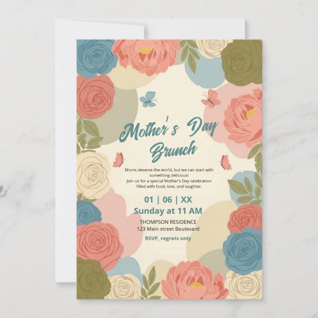 Invitation élégante de brunch de la fête des Mères (Devant)