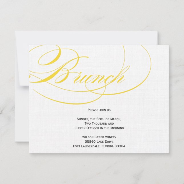 Invitation élégante de brunch de manuscrit - jaune (Devant)
