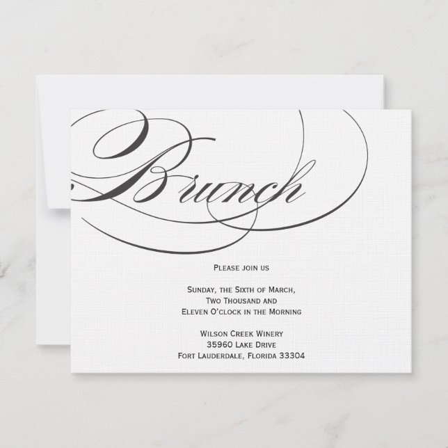 Invitation élégante de brunch de manuscrit - noir (Devant)