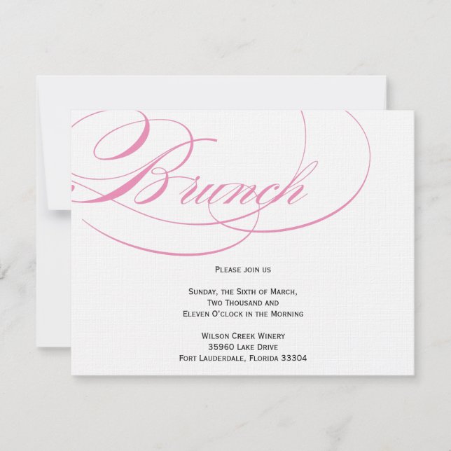Invitation élégante de brunch de manuscrit - rose (Devant)
