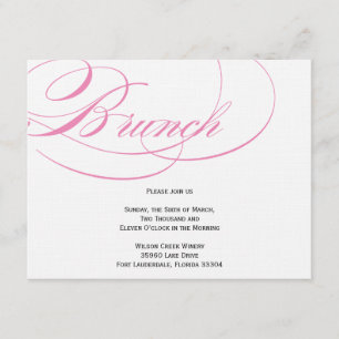 Invitation élégante de brunch de manuscrit - rose