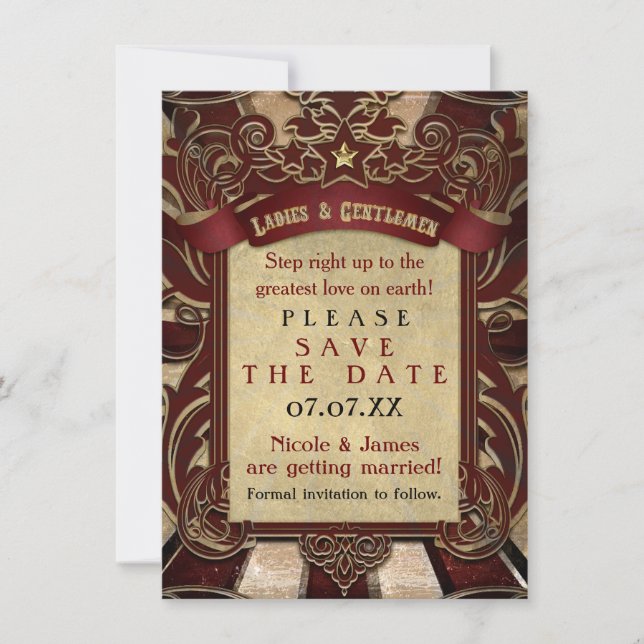 Invitation élégante de carnaval vintage pour sauve (Devant)