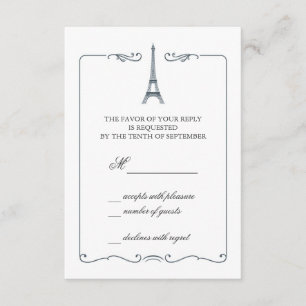 Invitation élégante de carte de Tour Eiffel RSVP