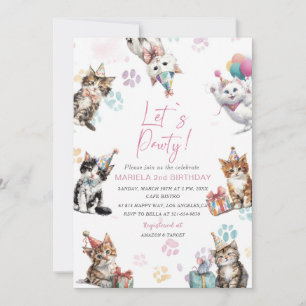Invitation élégante de chaton à l'aquarelle pour 2