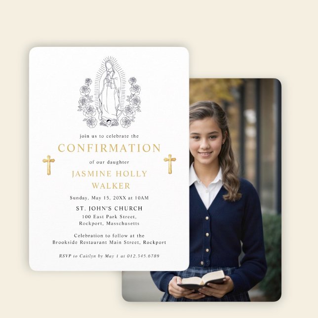 Invitation élégante de confirmation de la Vierge M (Créateur téléchargé)