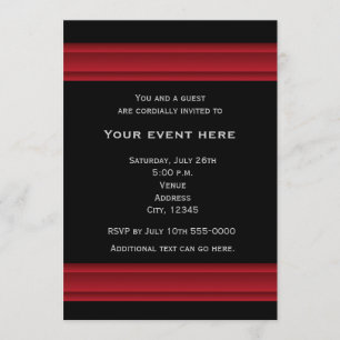 Invitation élégante de couleur noire et rouge pour