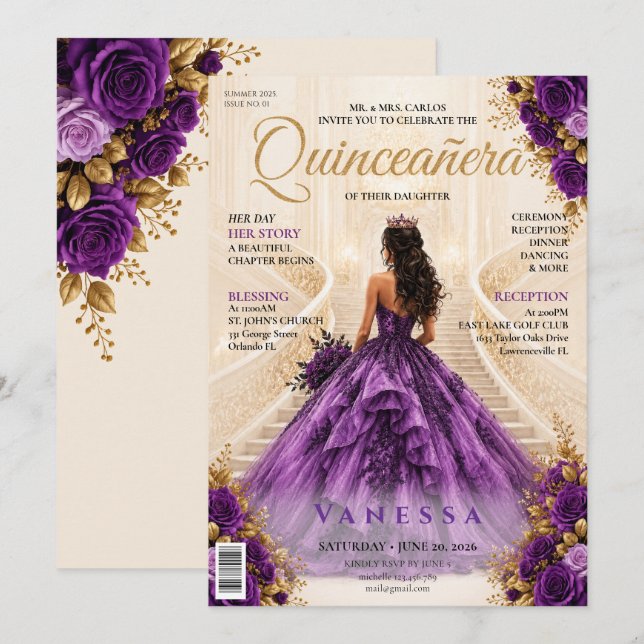 Invitation élégante de couverture de magazine pour (Devant / Derrière)