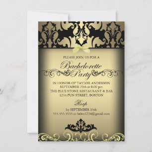 Invitation élégante de damas doré pour enterrement