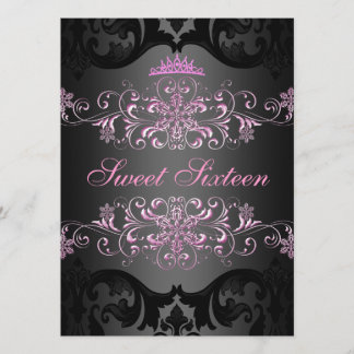 Invitation élégante de damas pour un Sweet16 rose 