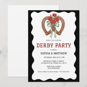 Invitation élégante de Derby noir avec fer à cheva