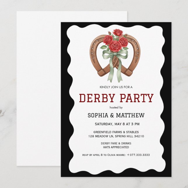 Invitation élégante de Derby noir avec fer à cheva (Devant / Derrière)