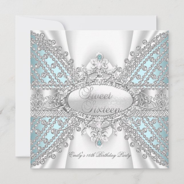 Invitation élégante de diamant de sarcelle pour un (Devant)