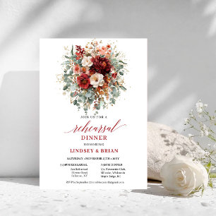 Invitation élégante de dîner de répétition florale