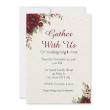 Invitation élégante de dîner de Thanksgiving à mot