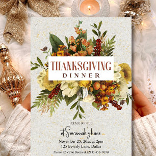 Invitation élégante de dîner de Thanksgiving à mot