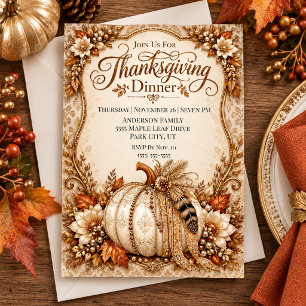 Invitation élégante de dîner de Thanksgiving Boho