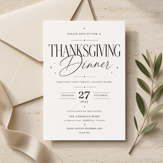 Invitation élégante de dîner de Thanksgiving en éc (Créateur téléchargé)