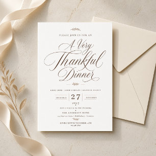 Invitation élégante de dîner de Thanksgiving en éc