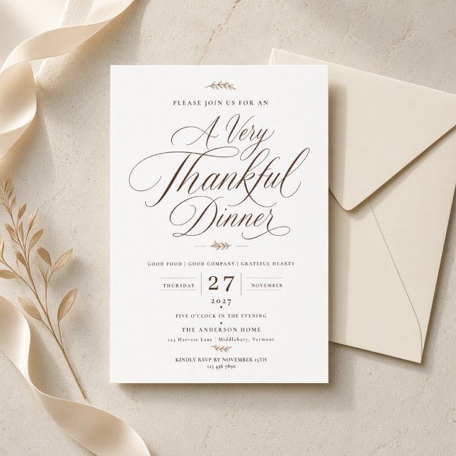 Invitation élégante de dîner de Thanksgiving en éc (Créateur téléchargé)