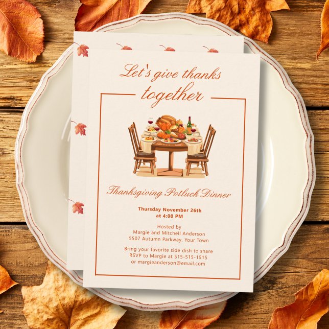 Invitation élégante de dîner de Thanksgiving pour  (Créateur téléchargé)