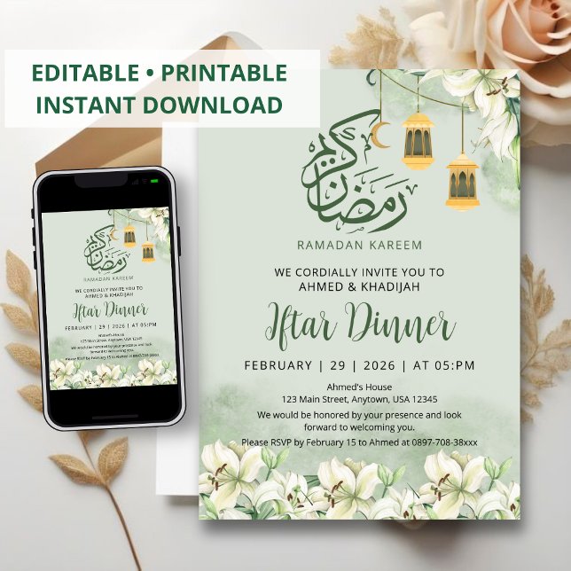 Invitation élégante de dîner Iftar pour le Ramadan (Créateur téléchargé)