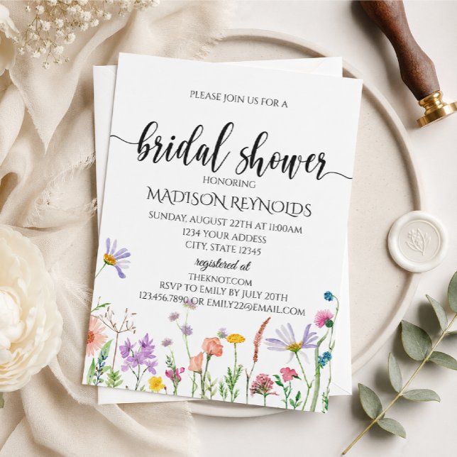 Invitation élégante de douche de mariée aux fleurs (Créateur téléchargé)