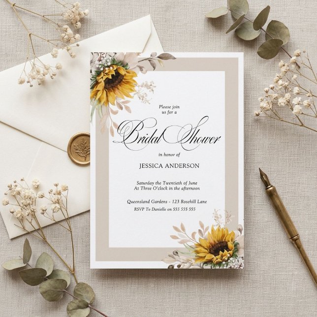Invitation élégante de douche de mariée florale d' (Créateur téléchargé)
