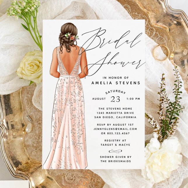 Invitation Élégante de douche nuptiale Gown (Créateur téléchargé)