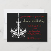 Invitation élégante de fête avec lustre noir et bl