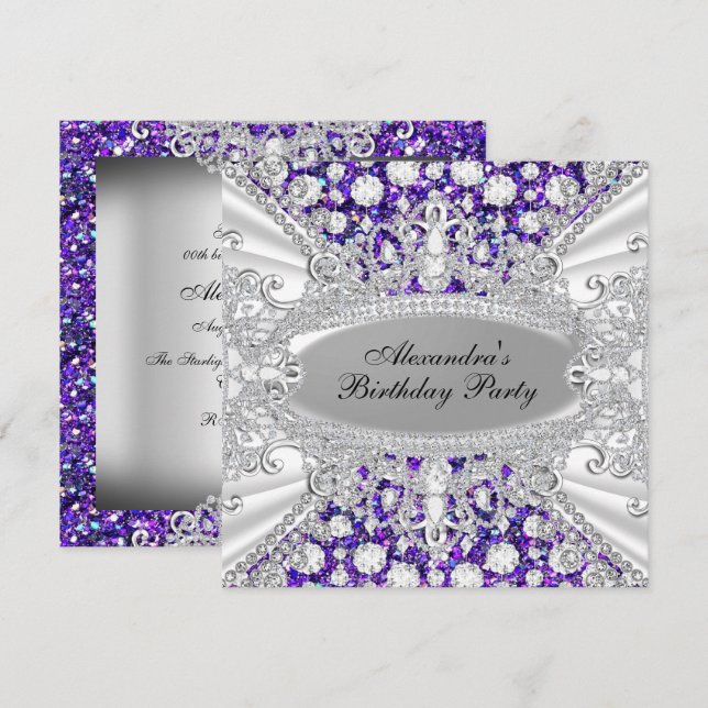 Invitation élégante de fête d'anniversaire avec di (Devant / Derrière)