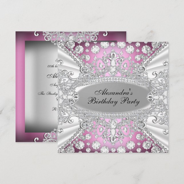 Invitation élégante de fête d'anniversaire avec di (Devant / Derrière)