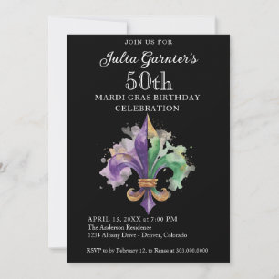 Invitation élégante de fête d'anniversaire de 50 a