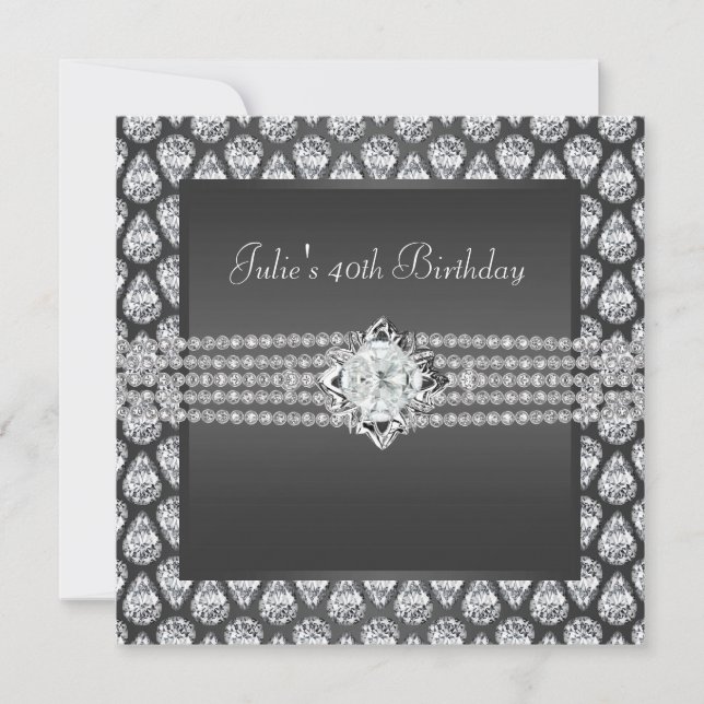 Invitation élégante de fête d'anniversaire de diam (Devant)