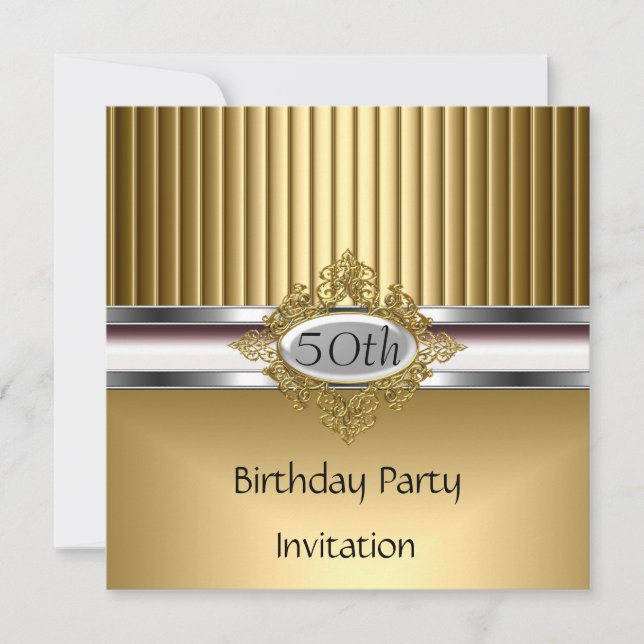 Invitation élégante de fête d'anniversaire en or (Devant)