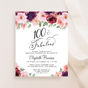 Invitation élégante de fête de 100e anniversaire à