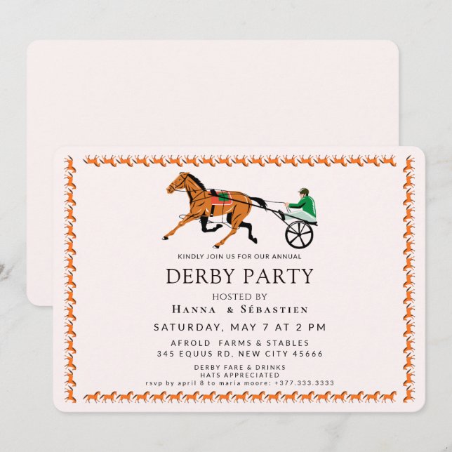 Invitation élégante de fête de jardin équestre (Devant / Derrière)